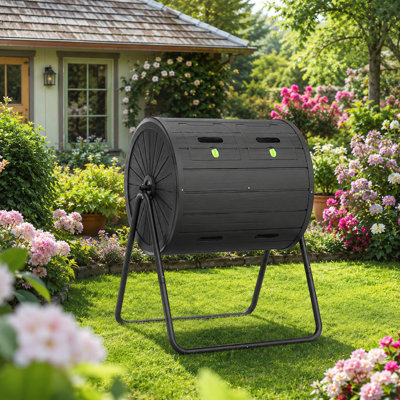 Dual Chamber Tumbling Composter，Outdoor Compost Bin