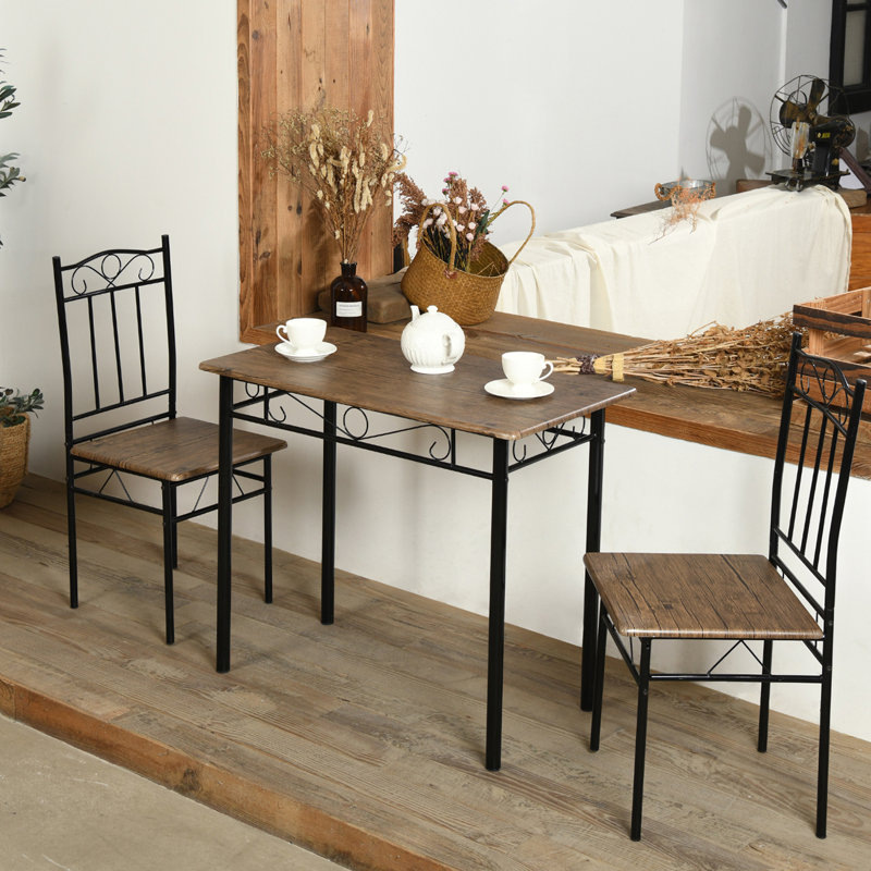 Barnabas 2 - Person Dining Set, Vintage Brown/Black, Black, Vintage Brown