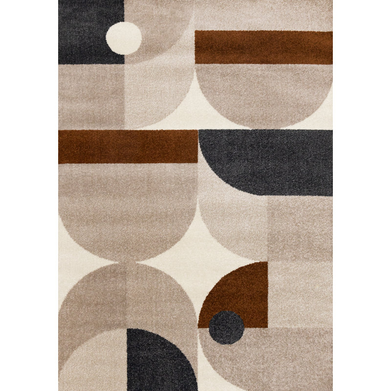 Tapis d'intérieur brun clair à motif géométrique brun clair Mentko, Rectangle 5 pi 3 po x 7 pi 7 po