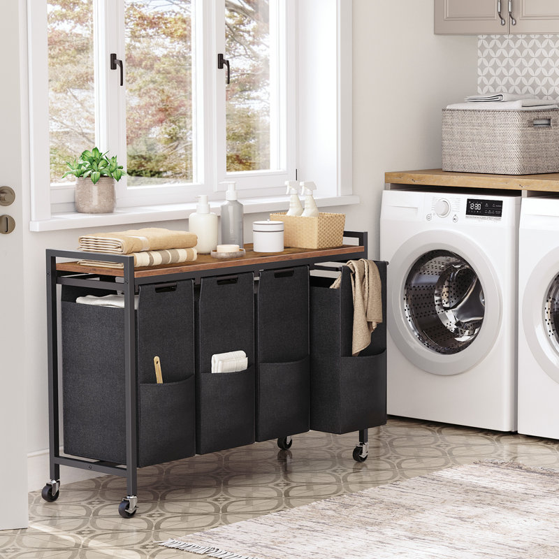 Laundry Sorter, Black/Rustic Brown