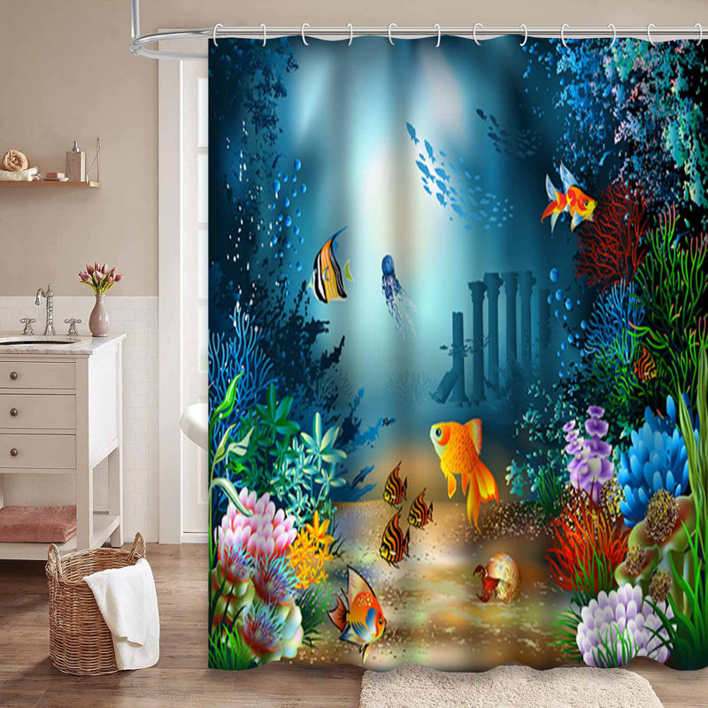 Rideau de douche bleu imperméable, rideaux de douche pour la salle de bain avec 12 crochets, L 72 po x l 78 po