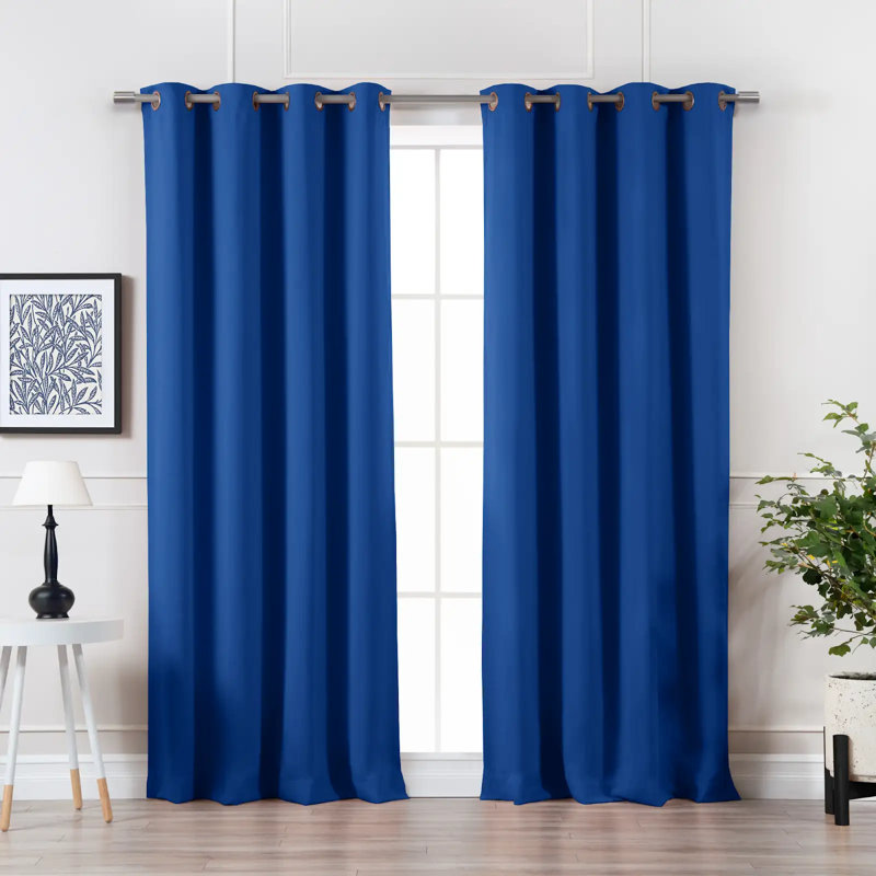 Adina Sevan Solid Thermal Grommet Curtain Panels, 52"W x 96"L, Royal Blue
