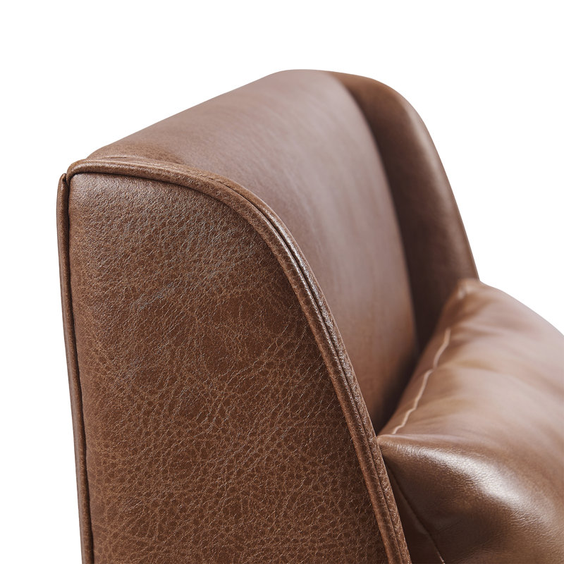 Georgeson Modern Faux Leather Accent Chair with Solid Wood Legs, Upholstered Lounge Chair with Cushion for Living Room