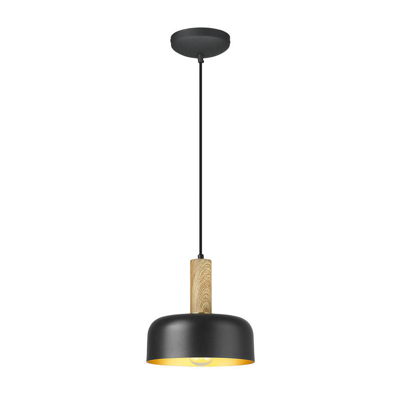 Luminaire suspendu simple à 1 lumière Laytin, Noir mat