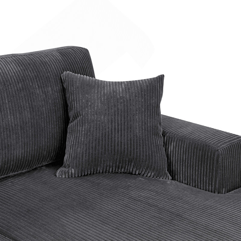 Canapé modulaire 3 pièces double, Velours côtelé gris
