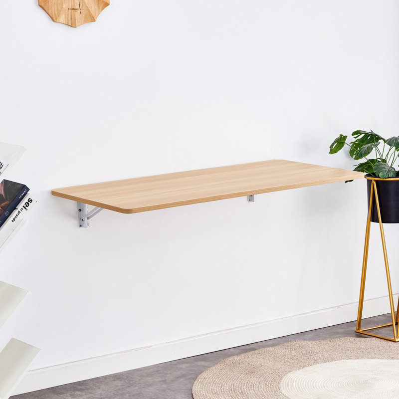 Wall Mounted Folding Table for Small Spaces, Burly Wood