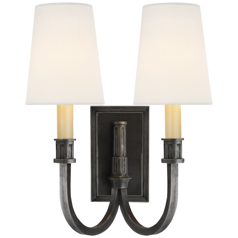 Thomas O'Brien Modern Library Double Sconce, Fabric, Bronze
