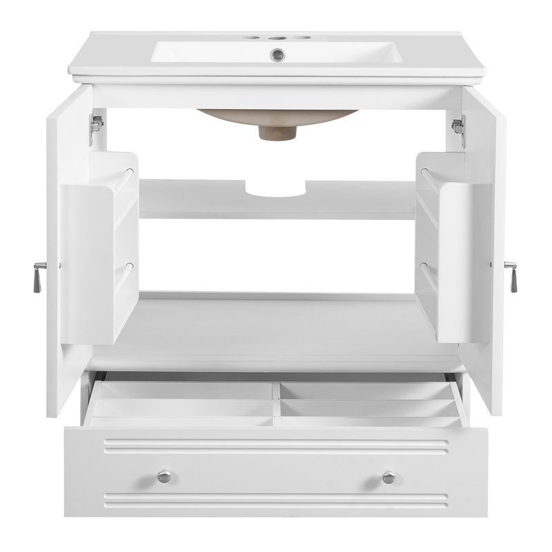 Meuble-lavabo 30 po avec lavabo en céramique, Blanc