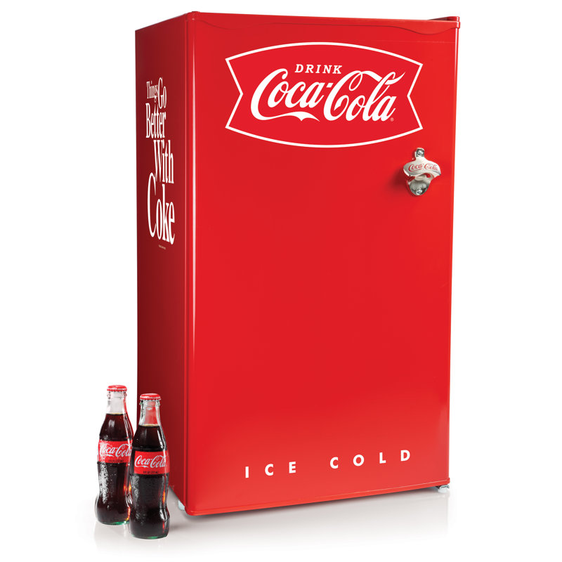 Compact Red Coca-Cola Refrigerator with Freezer