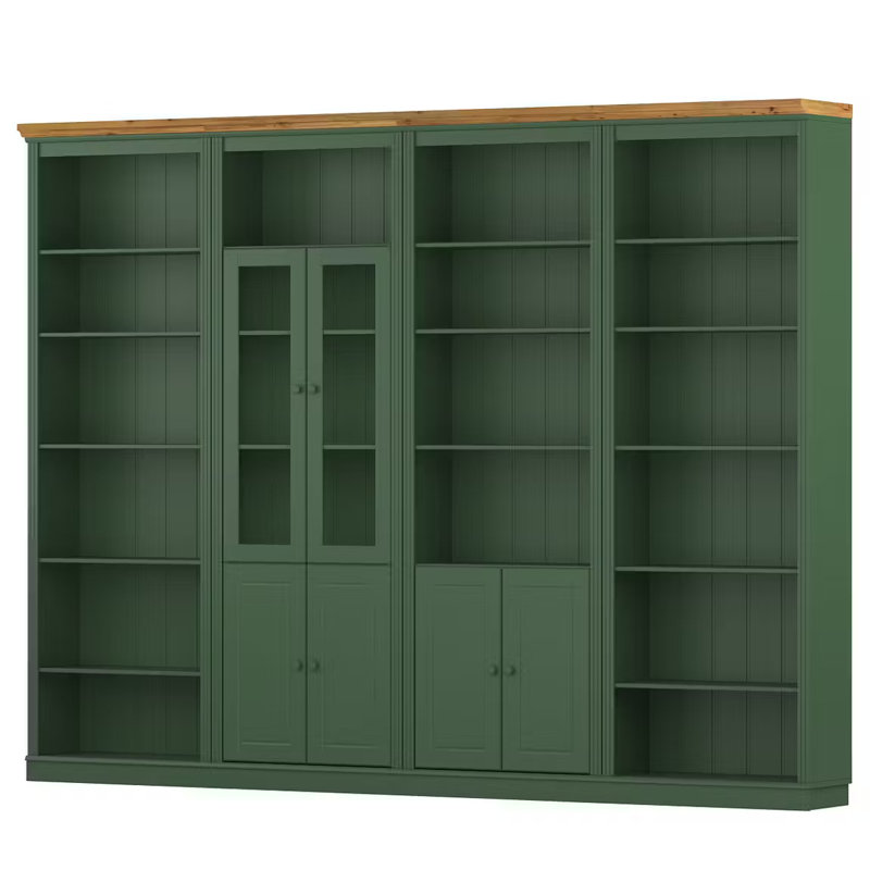 Fieldway 223cm H x 296cm W Bookcase, Green/Honey