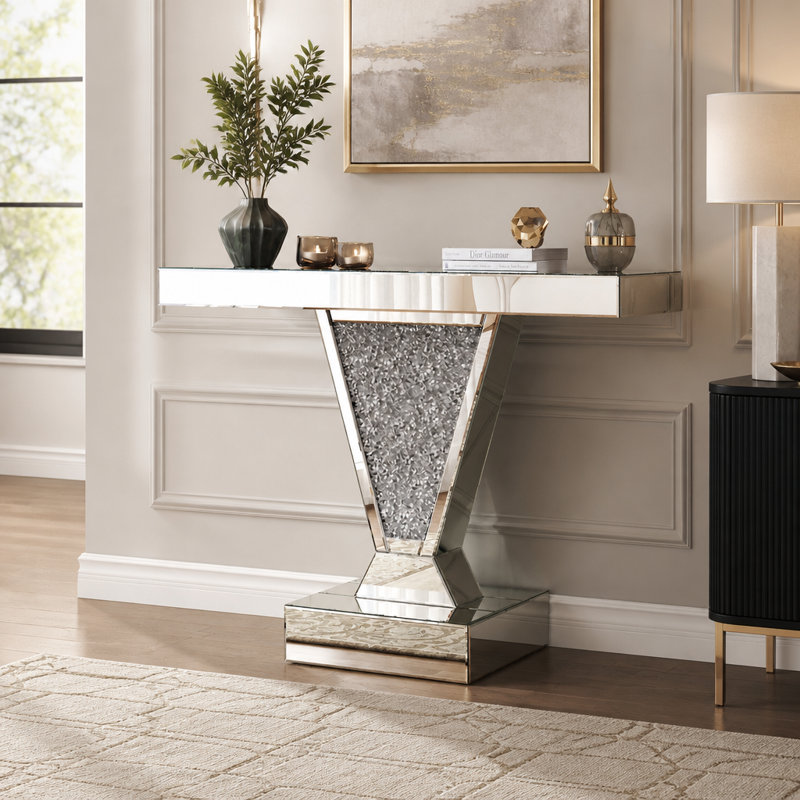 39.17 " W Glass Top Console Table