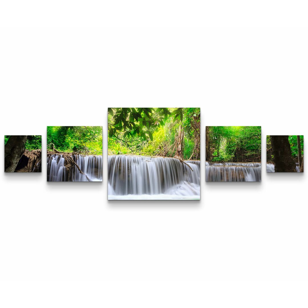 5-tlg. Leinwandbilder-Set Wasserfall in Kanjanaburi - Thailand