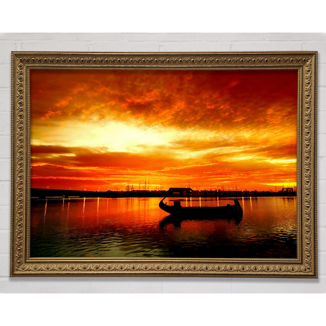 Fire Sky Lake Orange - Einzelner Bilderrahmen Kunstdrucke