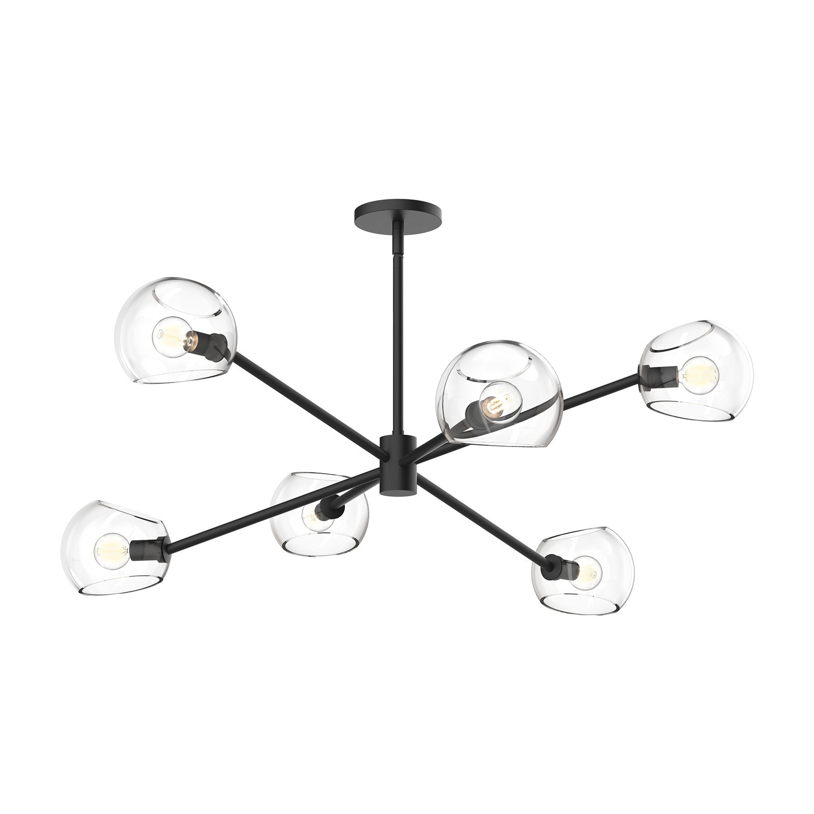 Willow 6 - Light Sputnik Chandelier, Matte Black, Clear