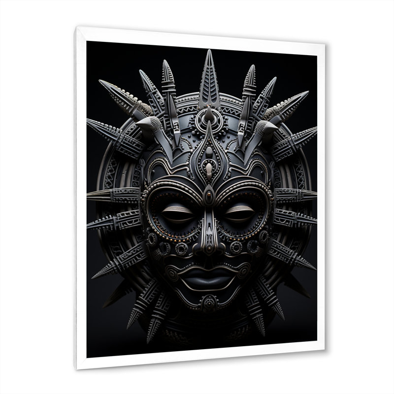 Masque africain Leronda Tribu II, H 32 po x l 16 po x P 1 po, Cadre photo blanc