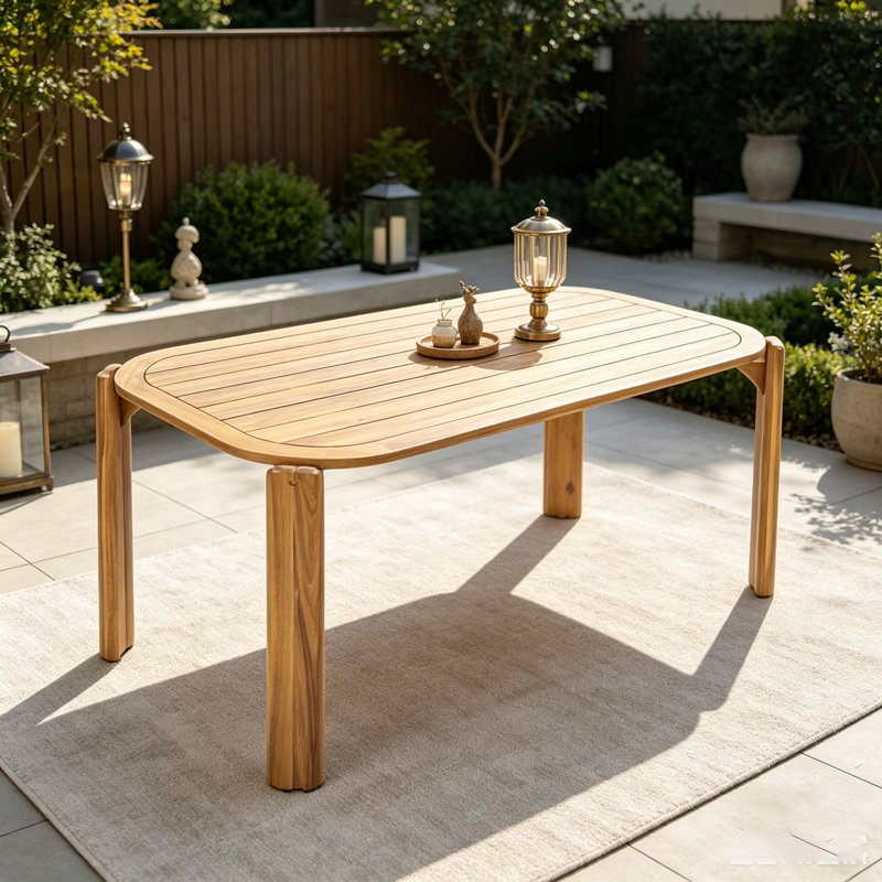 Table de salle à manger d'extérieur en bois d'acacia