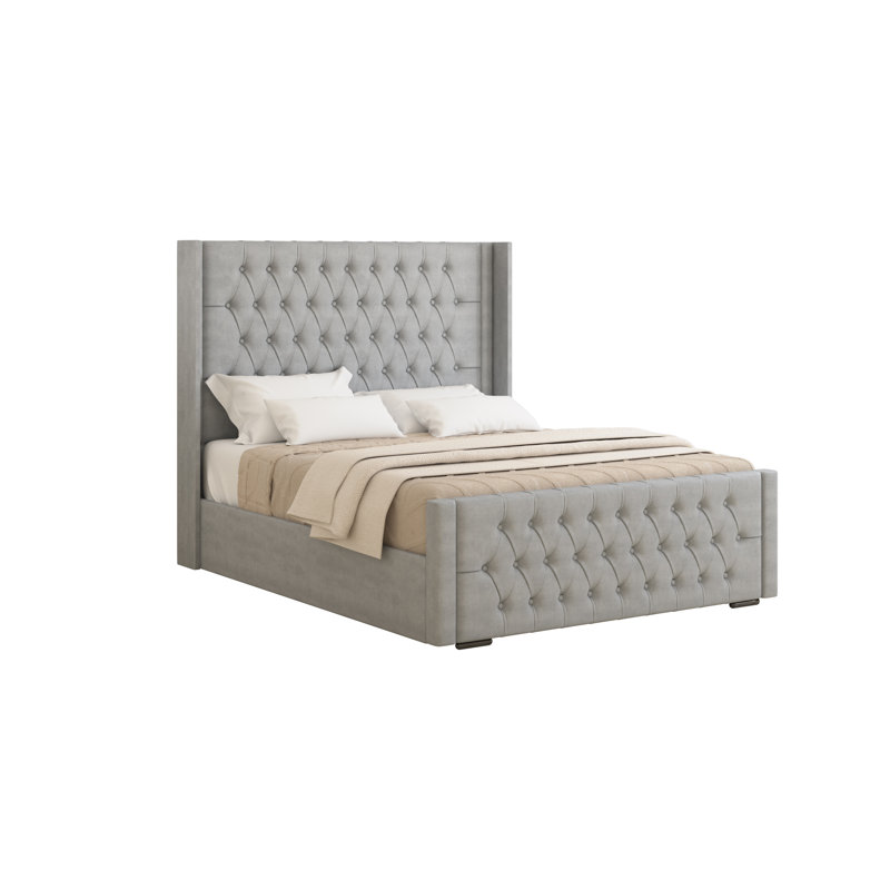 Raoul Upholstered Bed Frame, Single (3'), Light Silver