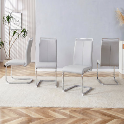 Modern Faux Leather Cantilever Dining Chairs (Set of 4)