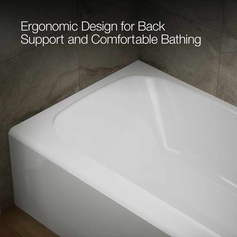 Avec 72 In. X 36 In. Alcove Bath, Left Drain, Right, White
