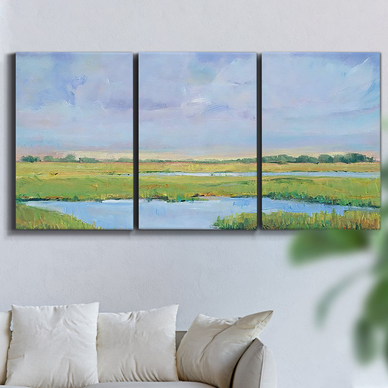 Monet, reproduction sur toile 3 pièces, H 48 po x l 96 po x P 2 po