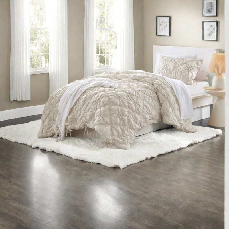 Ensembles de literie douillets ivoire, ensemble simple en microfibre au style chic décontracté pour une utilisation toutes saisons