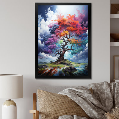 «Blue Red Oak Tree Oak Symphony II», reproduction d'art sur toile florale et botanique