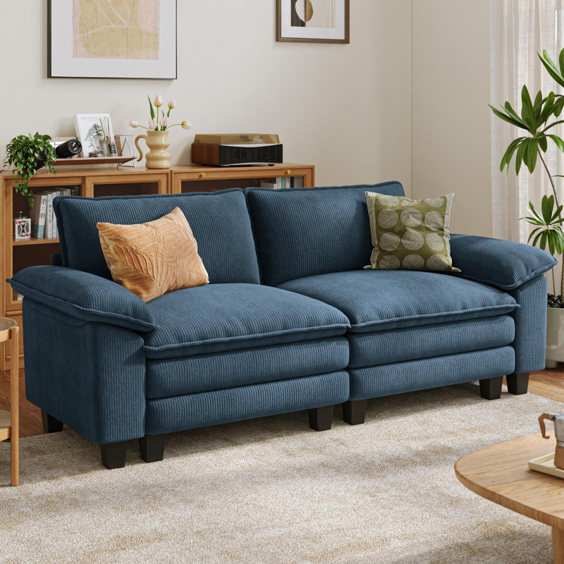 Colbey 90'' Upholstered Modular Cloud Sofa, Elio Navy Corduroy, 34.64'' H x 89.76'' W x 34.64'' D