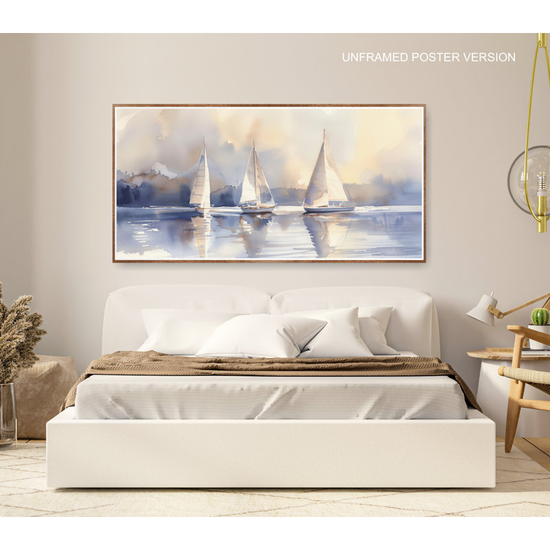 Air Sailboats, Extra Large Wall Art, Coastal Decor, No Frame Poster, 28" H x 56" W