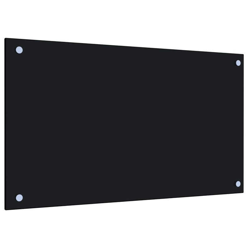 Howlett 40cm W x 70cm L Glass Peel and Stick Field Tile, Black