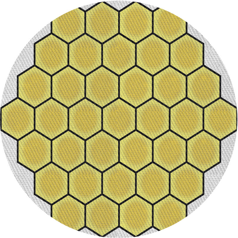 Tapis jaune/gris à motifs Hollie, Rond 8 pi