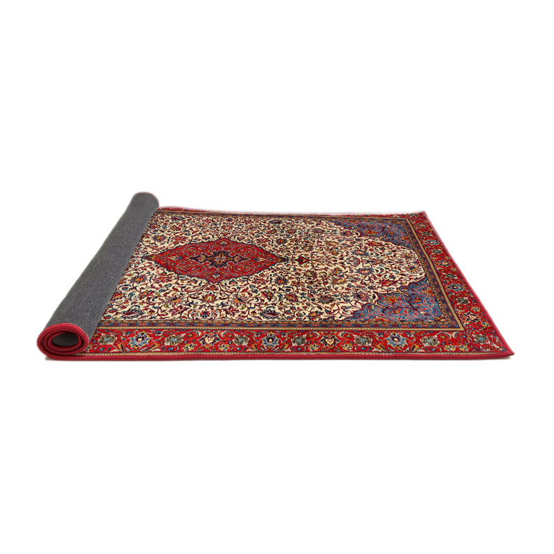Tapis traditionnel mehroon/noir/crème Kash, Rond 4 pi