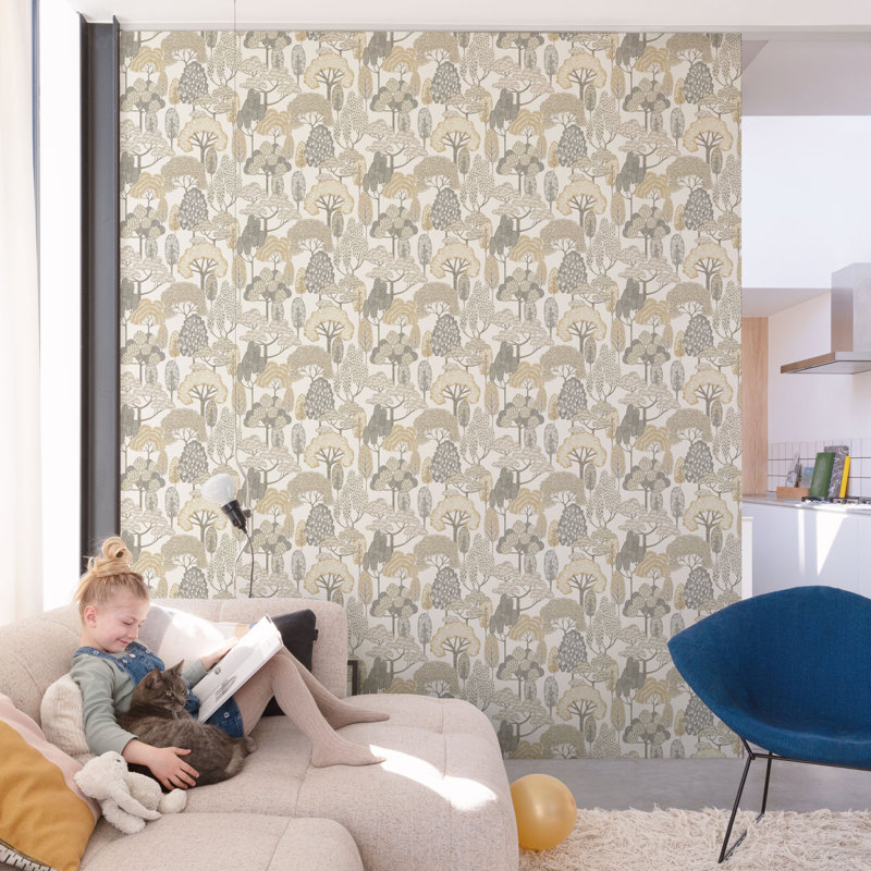 Little Dreamers Collection Tree Motif Wallpaper Roll, Beige