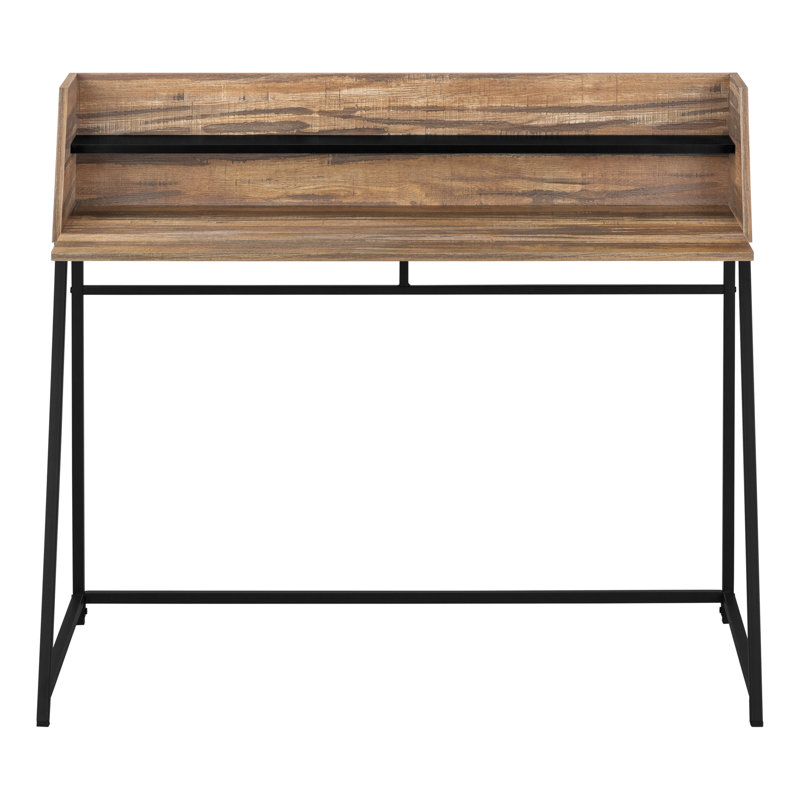 Bureau d'ordinateur, bureau personnel, ordinateur portable, tablettes de rangement, L 48 po, travail, stratifié, métal, Brun