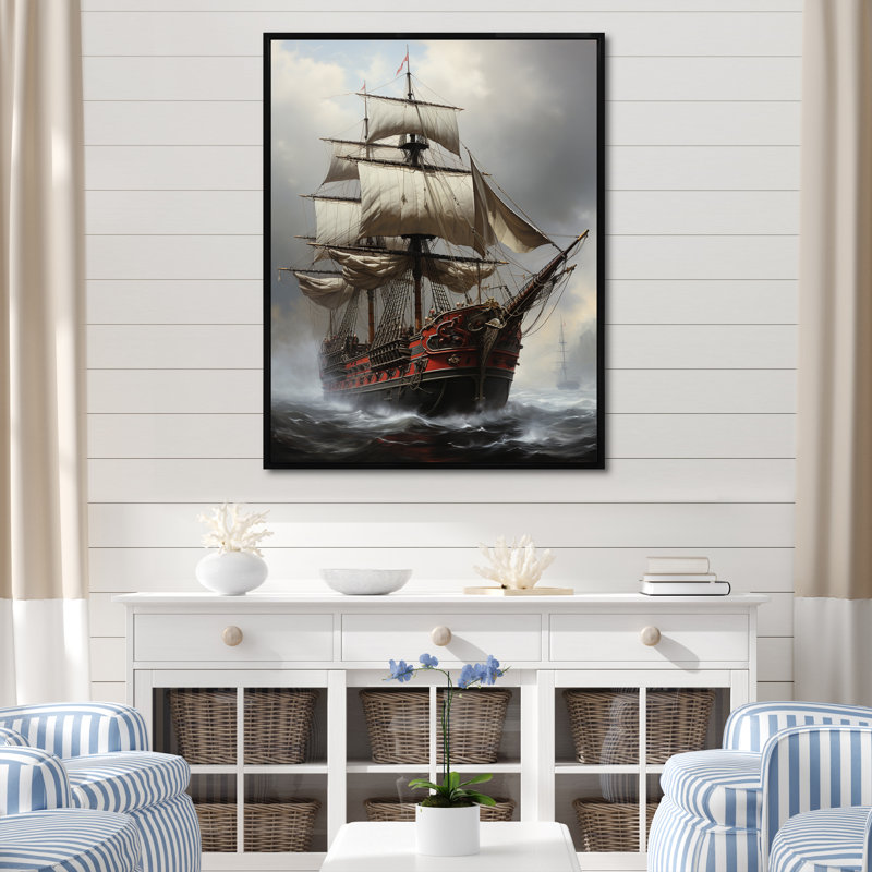 Bateau fantôme pirate 2 - art mural pirate, Cadre flottant noir, H 20 po x l 12 po x P 1 po