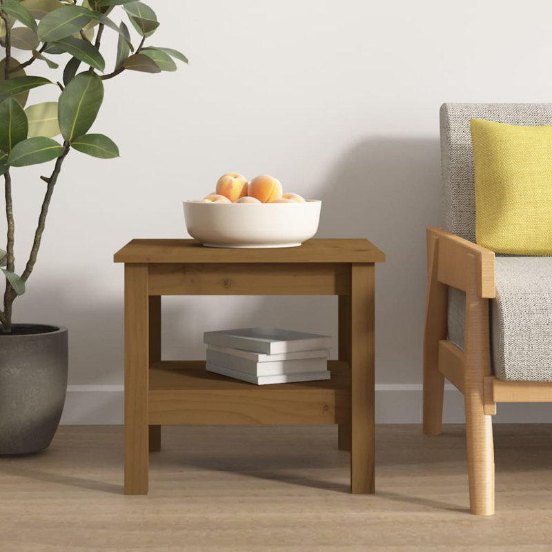 Kayliyah Solid Wood Four Leg Coffee Table, Honey Brown, 40cm H x 55cm W x 55cm D