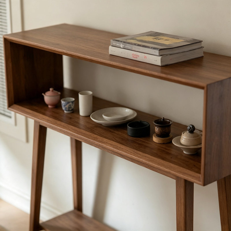 Simple Rectangular Brown Solid Wood Console Table