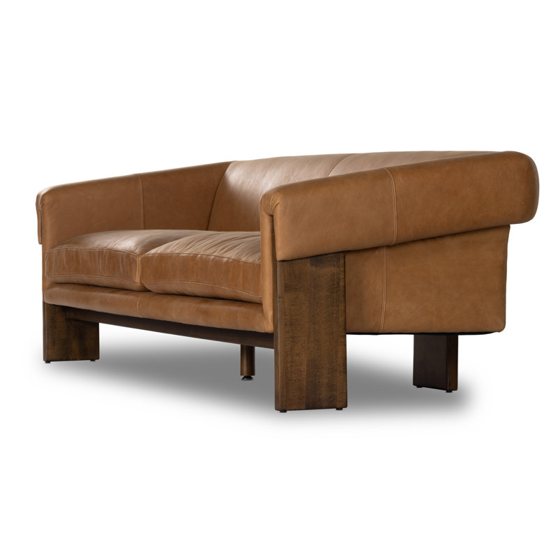 Cairo 90.5" Upholstered Sofa, Palermo Cognac Top Grain Leather