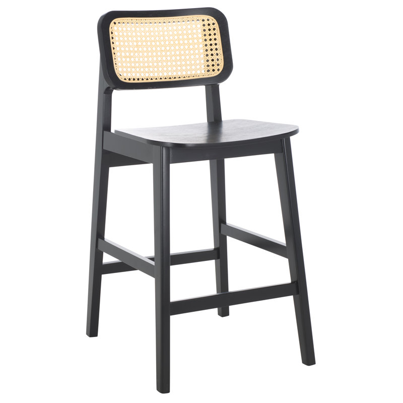 Luz Cane Counter Stool, Black/Natural