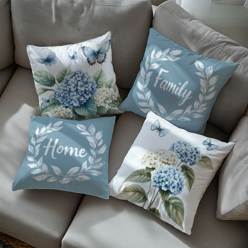 4 housses de coussin décoratives à motif floral 4 pièces