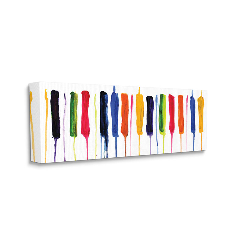 Art contemporain sur toile, "Rainbow Streaks" par Kamdon Kreations, H 10 po x l 24 po x P 1,5 po