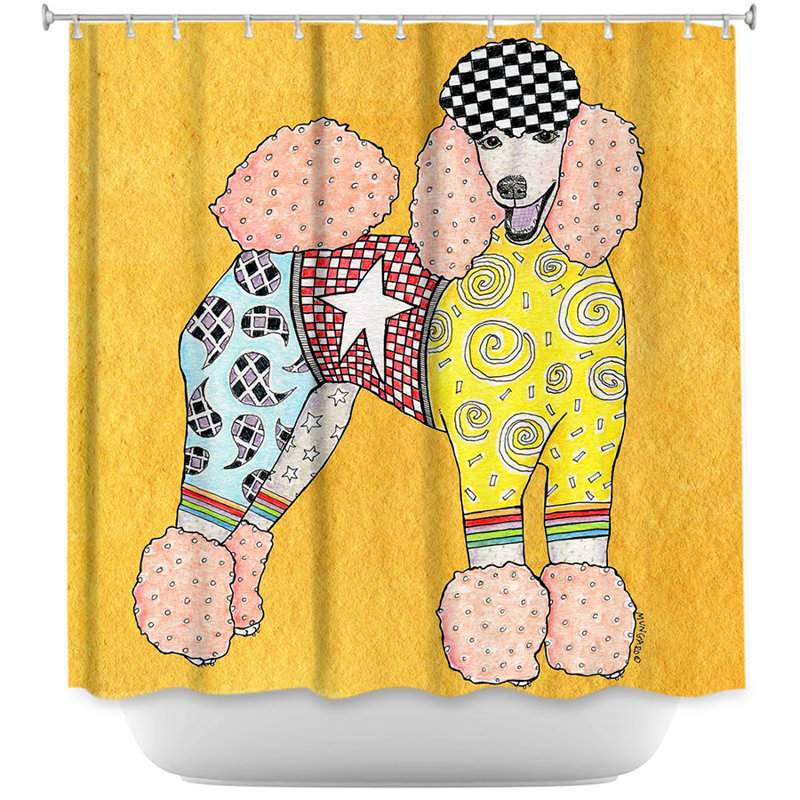 Rideau de douche simple caniche dog, Noir / or
