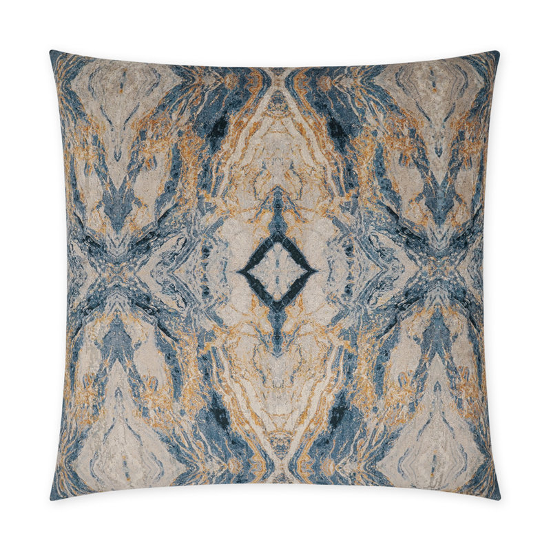 Coussin décoratif Leonna, Saphir, Carré 20 po