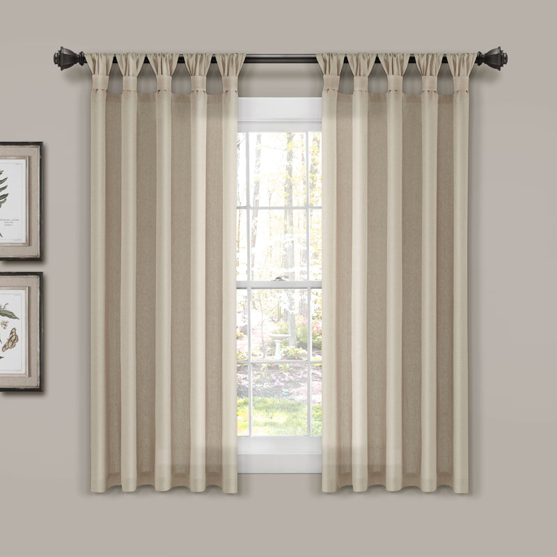 Paire de rideaux en toile de jute, L 45 po x L 63 po, Lin foncé