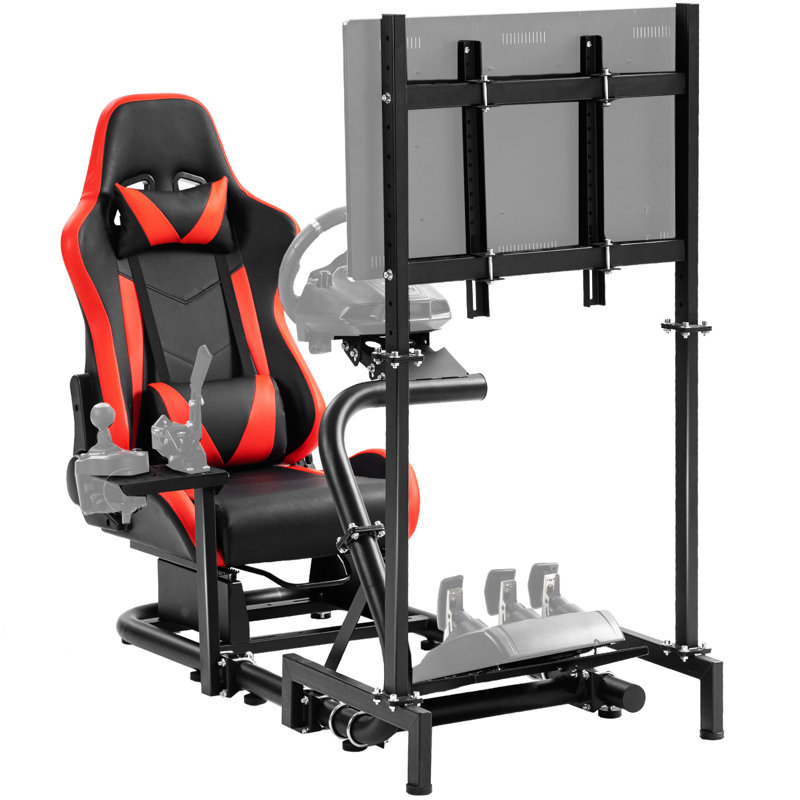 Anman Racing Sim Cockpit avec siège rouge et meuble télé compatible avec Logitech G29 G920, ne comprend pas le volant, les roues, les pédales et le frein à main Shifter