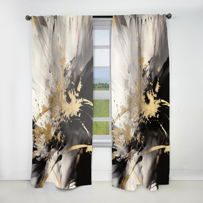 Gold and Grey Fluid Fusion II - Modern Velvet Curtain - Room Darkening - 1 panel