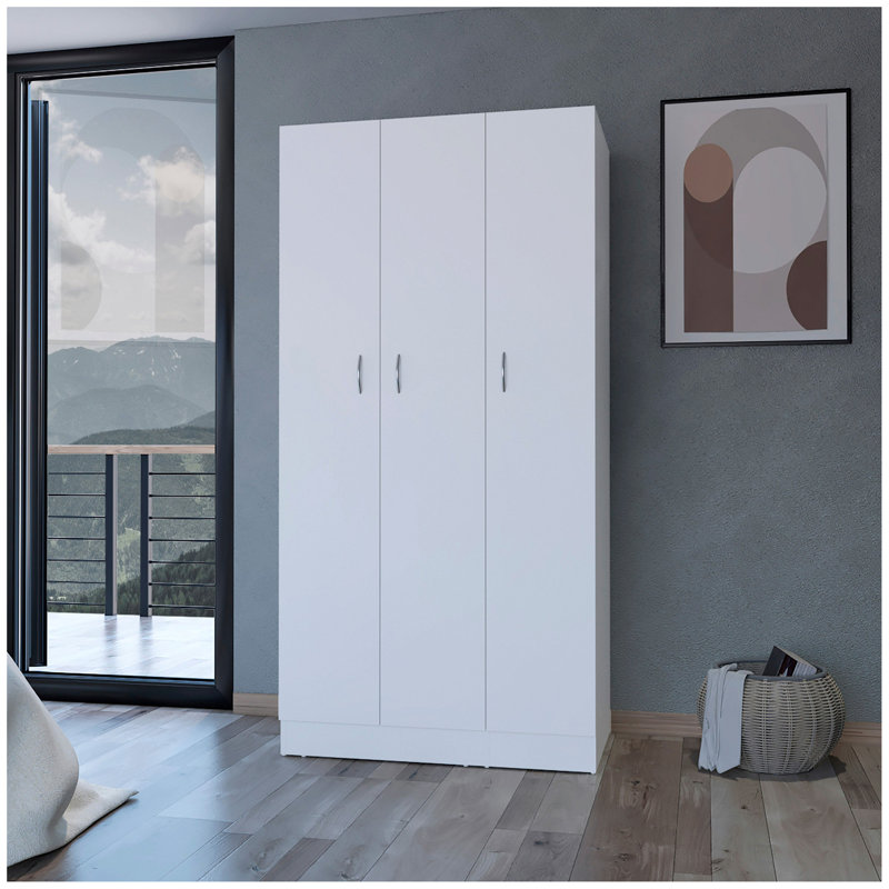 Armoire 3 portes avec tringle Augusta, Blanc