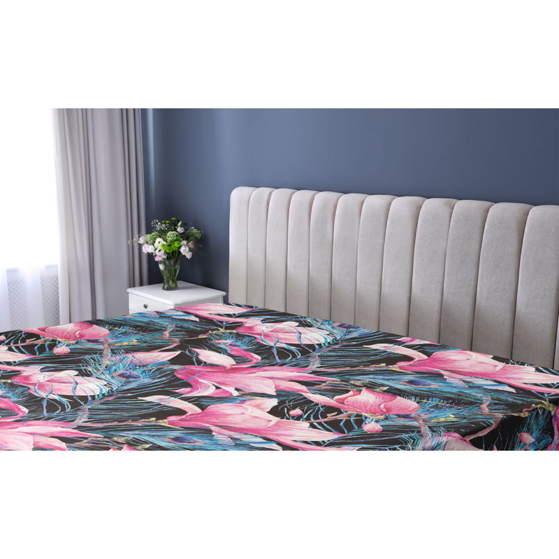 Drap-housse à motif floral Ambesonne, Drap-housse simple TG, Rose, violet, bleu, noir / floral