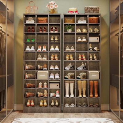 Rangement à chaussures à 10 niveaux en bois gris, organisateur moderne à 30 casiers pour une organisation efficace et un décor élégant