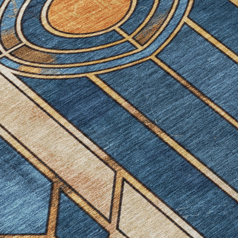 Tapis géométrique intérieur / extérieur lavable à la machine Kimberlin ACN2176, Rectangle 10 pi x 14 pi