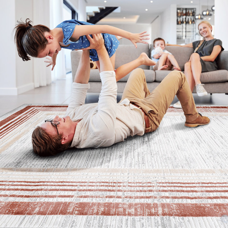 Tapis brun / ivoire / bordé, Tapis de couloir 2 pi 2 po x 8 pi